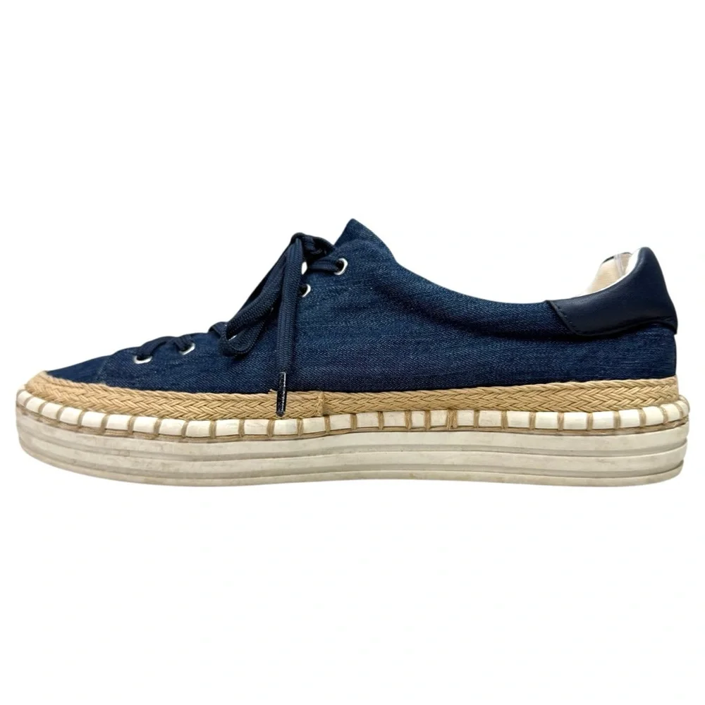 Sam Edelman Kavi Denim Platform Espadrille Sneakers Size 7.5 Coastal Y2K Retro